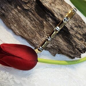 Vintage Screw Bracelet Gold Toned with Silver Toned Screws